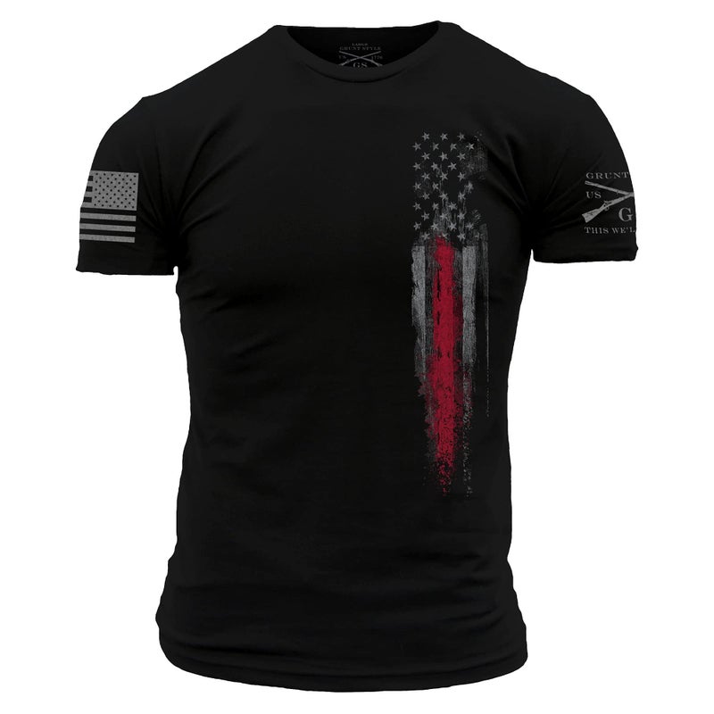 Grunt Style Red Line Flag T-Shirt (Black, XXLarge)
